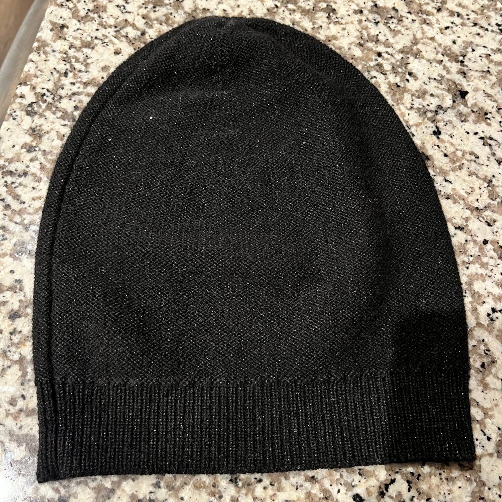 Brand New Cashmere Beanie Hat Fall/Winter Accessories-Black with subtle sequins